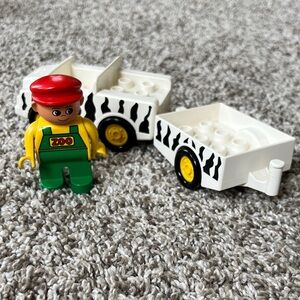 Vintage Lego Duplo Zoo Keeper with Vehicle and Trailer | Ages 2+